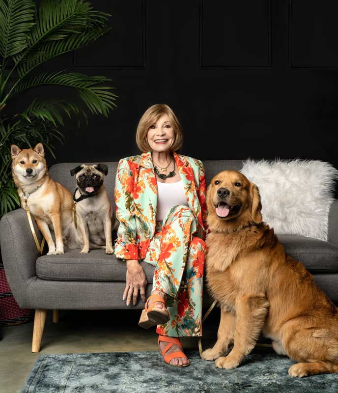 Brenda Marks with her dogs Kyo, Rocky, and Piper
