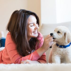 Woman with small dog