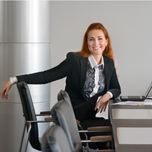 A curious lawyer in an office setting